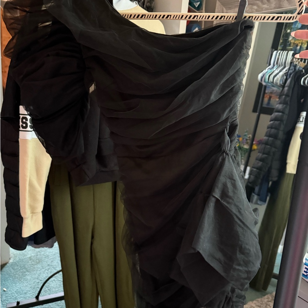 Elegant Black Ruched Dress